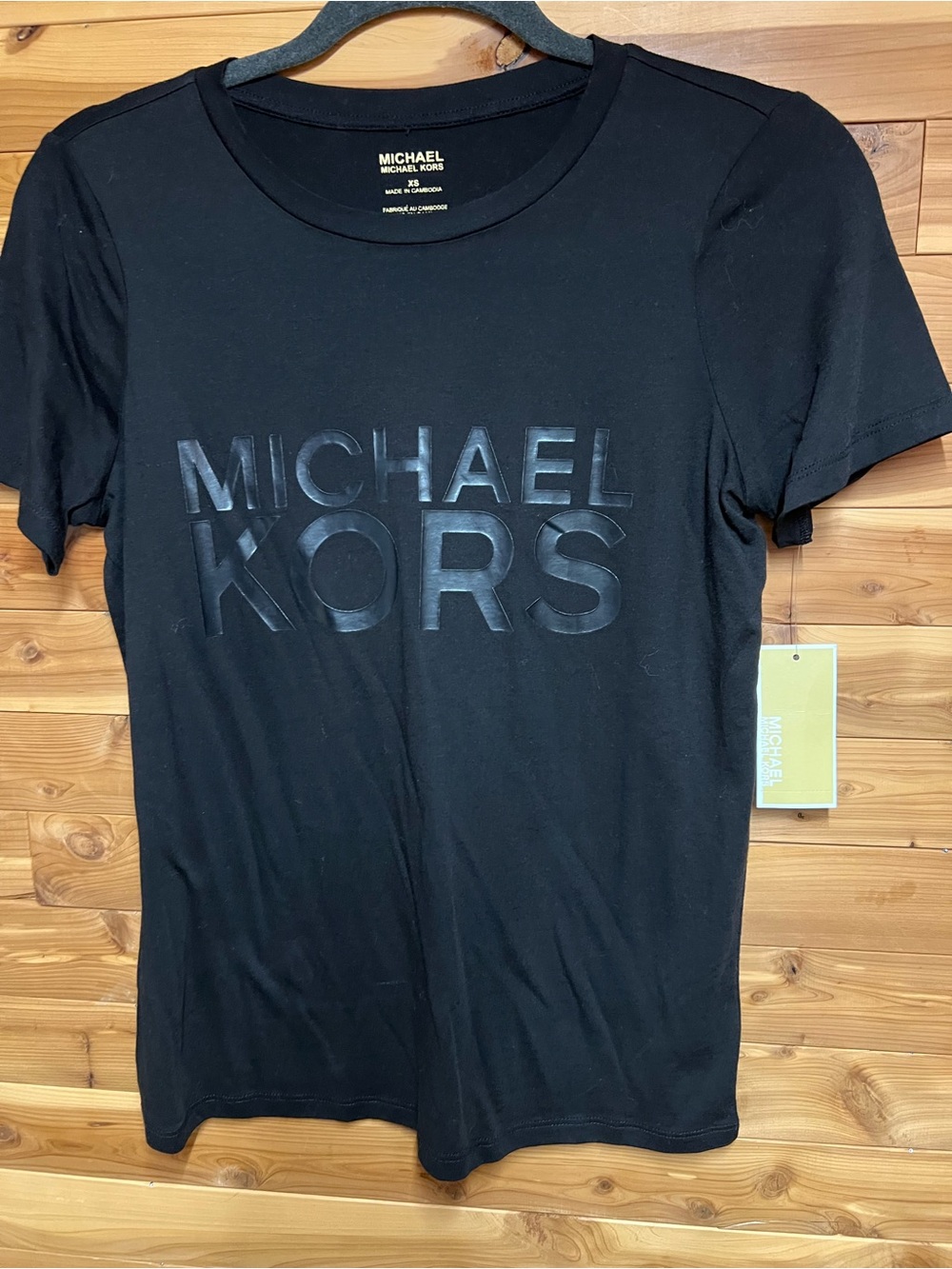 Michael Kors Black Crewneck Tee with Subtle Gloss Logo